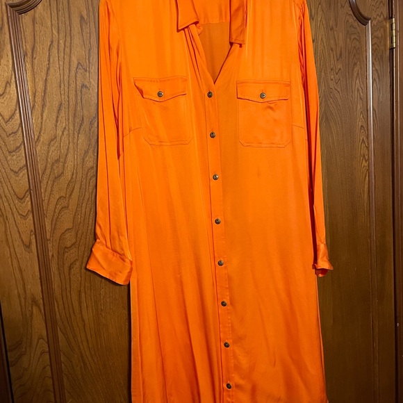 Tangerine button front dress front pockets - Picture 4 of 4